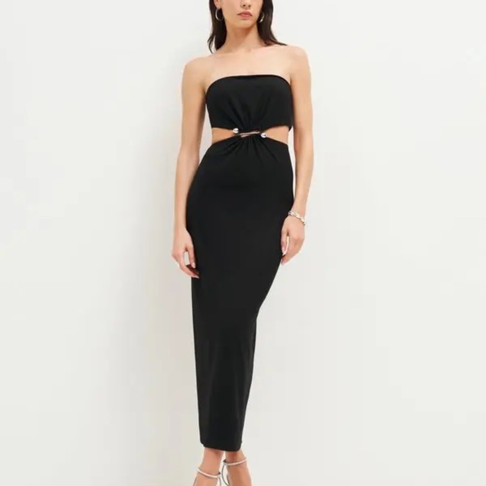 Reformation Amaia Black Strapless Cutout Dress